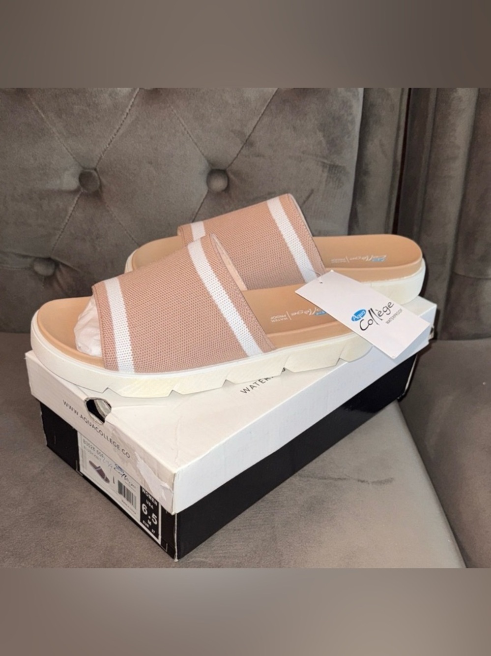 🚨🔻Aqua College Women's Katalina Waterproof SANDALS | Sz. 6.5 | Beige/Blush (NWB)